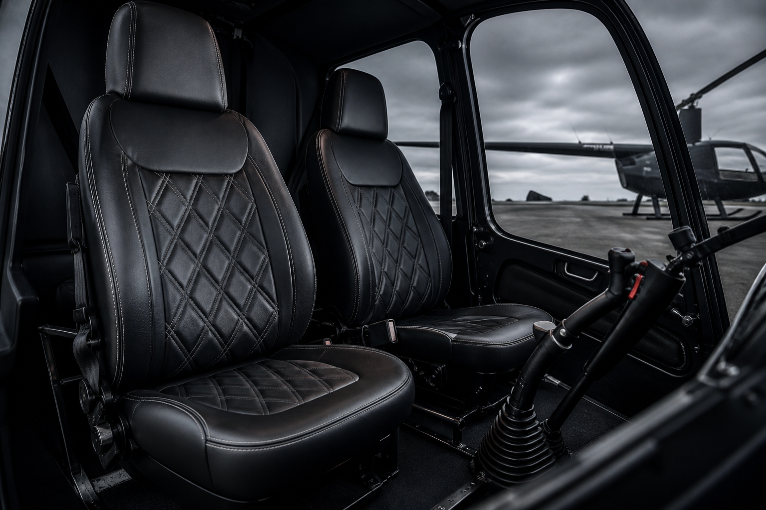 Premium helicopter leather cabin interior